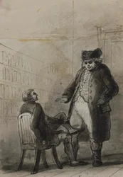 Samuel Johnson i Thomas Davies w księgarni (na podstawie książki Jamesa Boswella „Życie Samuela Johnsona”, 1791)