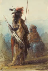 Shoszones, Green River, ok. 1837 (ołówek, długopis i atrament oraz pranie na papierze)