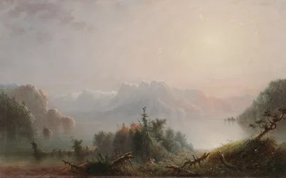 Jezioro Jej samotne łono rozszerza się do nieba, ok. 1850 (olej na panelu)