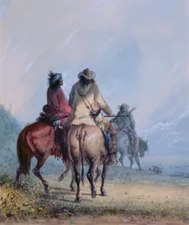 Traperzy wyruszający na polowanie na bobry, 1837 (wc i gwasz na papierze)