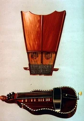 Dzwonkowa harfa i lira korbowa z „Instrumenty muzyczne” (kolorowa lito)