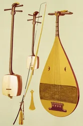 Shamisen, kokyū i biwa, japońskie, z „Instrumentów muzycznych”