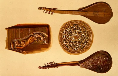 Cittern, włoski, z „Instrumenty muzyczne” (kolorowa lito)