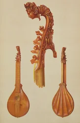 Cyterna wykonana przez Antonio Stradivariusa (ok. 1644-1737) 1700, z „Instrumenty muzyczne” (kolorowa lito)