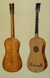 Gitara wykonana przez Antonio Stradivariusa (ok. 1644-1737), z „Instrumentów muzycznych” (kolorowa lito)