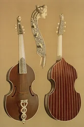 Viola da gamba, czyli viola basowa, autorstwa Joachima Tielkego (1641-1719), Hamburg, 1701, z „Musical Instruments”