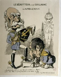 WOJNA FRANCUSKO-PRUSKA: Karykatura Wilhelma I Pruskiego i Napoleona III Fran...