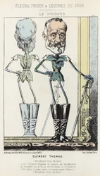 Le Myosotis: karykatura o Clément Thomas - ch. z 03.02.1871 w „Kwiaty, Owoce i Warzywa Dnia”