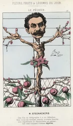 Le Pêcher: Karykatura o Steenackers - il. z 30.01.1871 w „Kwiaty, Owoce i Warzywa Dnia”