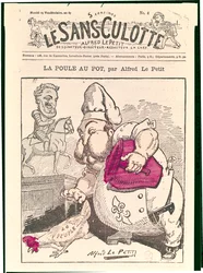 „Le Poule au Pot”, karykatura Henri Charles Ferdinand Marie Dieudonne (1820-83) hrabiego Chambord, z „Le Sans-Culotte”, 1879
