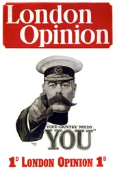 Pierwsza wojna światowa: plakat do rekrutacji brytyjskich żołnierzy: dowódca Lord Horatio Herbert Kitchener z Chartumu (1850-1916), brytyjski żołnierz i mąż stanu wskazujący na potencjał militarny „Kraj cię potrzebuje” Rysunek Alfreda Leete (1882-1933) 191