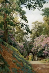 Kwiecista polana. Kwiecista polana (Allee en fleurs). Peinture de Alfred William Parsons (1847-1920 British) Collection privee