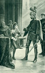 Admirał Sir Andrew Wood i James IV, ilustracja z „Historii narodu szkockiego” Thomasa Thomsona