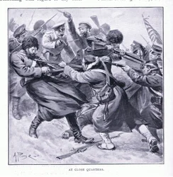 Z bliska ilustracja z Cassells History of the rosyjsko-japońskiej wojny t. 1, ok. 1900