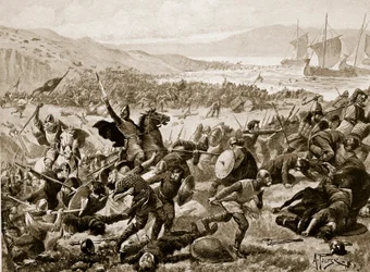 Wielka bitwa pod Brunanburh, 937, ilustracja z „Hutchinson