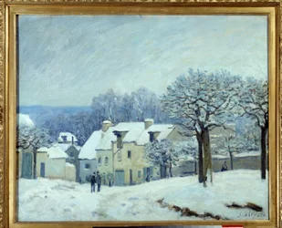 La place du kennel a Marly, efekt malowania śniegiem Alfreda Sisleya (1839-1899) 1876 wym. 0,5x0,61 m Rouen, Musee des Beaux Arts