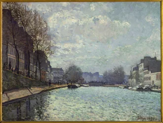 Le Canal St. Martin, Paryż (olej na płótnie)