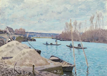 Sekwana w Port-Marly, stosy piasku