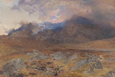 Snowdon, po kwietniowej burzy gradowej [lub Snowdon przez Clearing Clouds], ca. 1857.