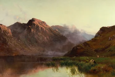 Polowanie na dzikie ptactwo Llyn Crafnant (olej na płótnie)