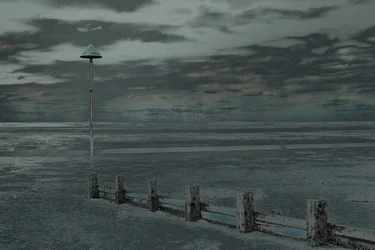 Beach Walk, Leigh-on-Sea, 2018 (ręcznie malowane zdjęcie)