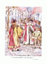 Tysiąc guldenów! Przyjdź, weź pięćdziesiąt!, ilustracja z Wiersze dla młodych: Robert Browning, ok. 1920