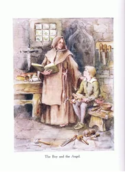 Chłopiec i anioł, ilustracja z „Wierszy dla młodych: Robert Browning”, ok. 1920 (kolor lito)