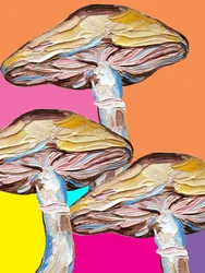 Pop-art z motywami grzybów halucynogennych
