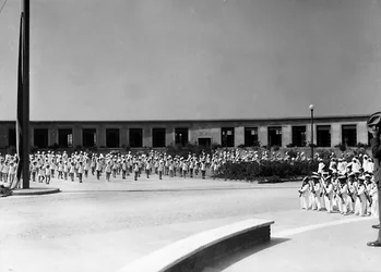 Villa Rosa Maltoni Mussolini: szkolenie młodych studentów (zdjęcie czarno-białe)