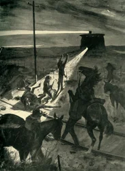 „Porażka nocnej próby przejazdu przez kolej”, 1902.