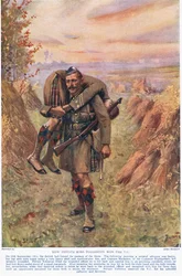 Jak szeregowiec Ross Tollerton wygrał VC, ilustracja z „Deeds That Thrill The Empire”, wydanej przez Hutchinson & Co., ok. 1920 r. (kolor lito)