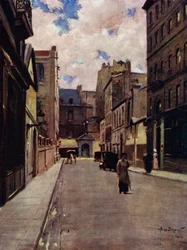 Paryż: Ulica w Starym Paryżu, St Germain (kolor lito)