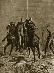 Stephen ratuje księcia Henryka Szkocji w Ludlow, ilustracja z „Hutchinson