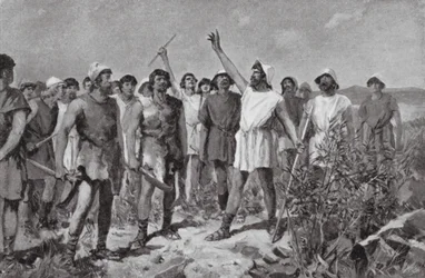 Bunt helotów w Sparcie, p.n.e. 464 (litografia)