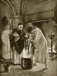 Próba wrzącej wody, ilustracja z „Hutchinson