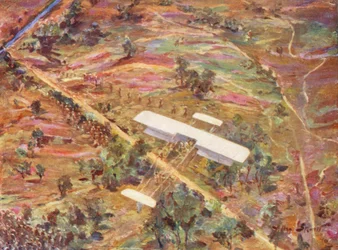 WW1: Rozpoznanie z powietrza (kolorowa litografia)