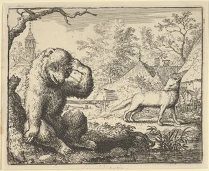 Renard naśmiewa się z niedźwiedzia, 1650-75.
