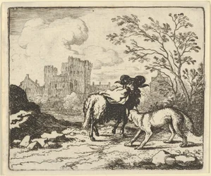 Renard wysyła barana z powrotem do lwa z paczką zawierającą głowę królika, 1650-75.