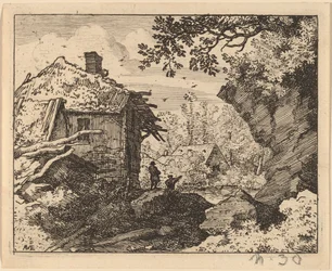 Słomiana chata widziana z tyłu, prawdopodobnie ok. 16451656.