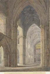 Wnętrze katedry w Lichfield - transept północny: malowanie akwarelą, 7 września 1842 r.