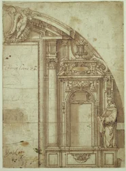 Studium architektoniczne (pióro i tusz i pranie na papierze)