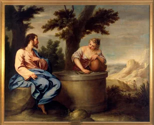 Chrystus i Samarytanin. Obraz Cano Alonso (1601-1667), ec. zwł.