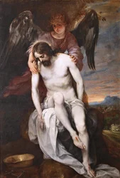 Hiszpański:  Cristo muerto sostenido por un ángel Martwy Chrystus podtrzymywany przez anioła