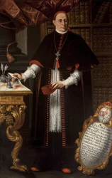 Barok : Portret kardynała Gaspara de Molina y Oviedo (1679-1744) autorstwa Tovara, Alonso Miguel de (1678-1758), I tercja XVIII w. Olej na płótnie