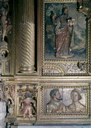 Fragment ołtarza relikwiarza (drewno malowane)