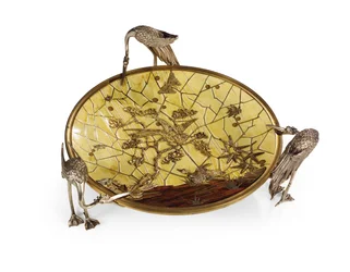 Filiżanka (Tazza), intarsja Ferdinanda Duvinage, druga połowa XIX wieku (brąz posrebrzany i złocony, kość słoniowa i drewno) (patrz także 476612)