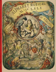 Okładka - Grawer z alfabetu muzycznego Mlle Lili, autorstwa Angelino Trojelli (18..-1916). Sklep z biblioteką, edukacją i rekreacją J. Hetzel & Cie, Paryż