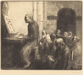 Mnich grający na organach w kościele (Moine jouant de l