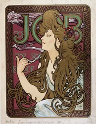 Plakat reklamowy „Papier papierosowy Job” autorstwa Mucha