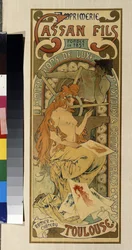 Plakat reklamowy dla drukarni "Cassan Fils, druk luksusowy, artystyczny i komercyjny" w Tuluzie. Plakat Alfonsa Marii Muchy (Alphonse Marie Mucha